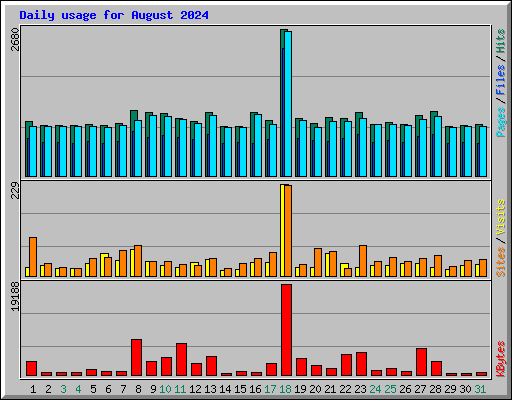 Daily usage for August 2024