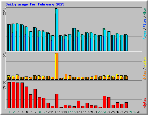 Daily usage for February 2025