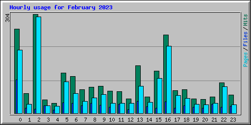 Hourly usage for February 2023